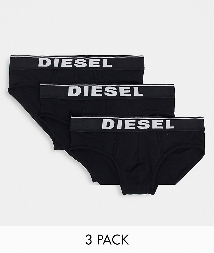 Diesel 3 pack cotton stretch trunks in black