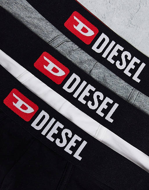 Underwear & Socks Underwear/Diesel 3 pack d logo waistband briefs in black/white/grey 