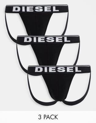 Diesel 3-pack Jock Straps In Black In Black