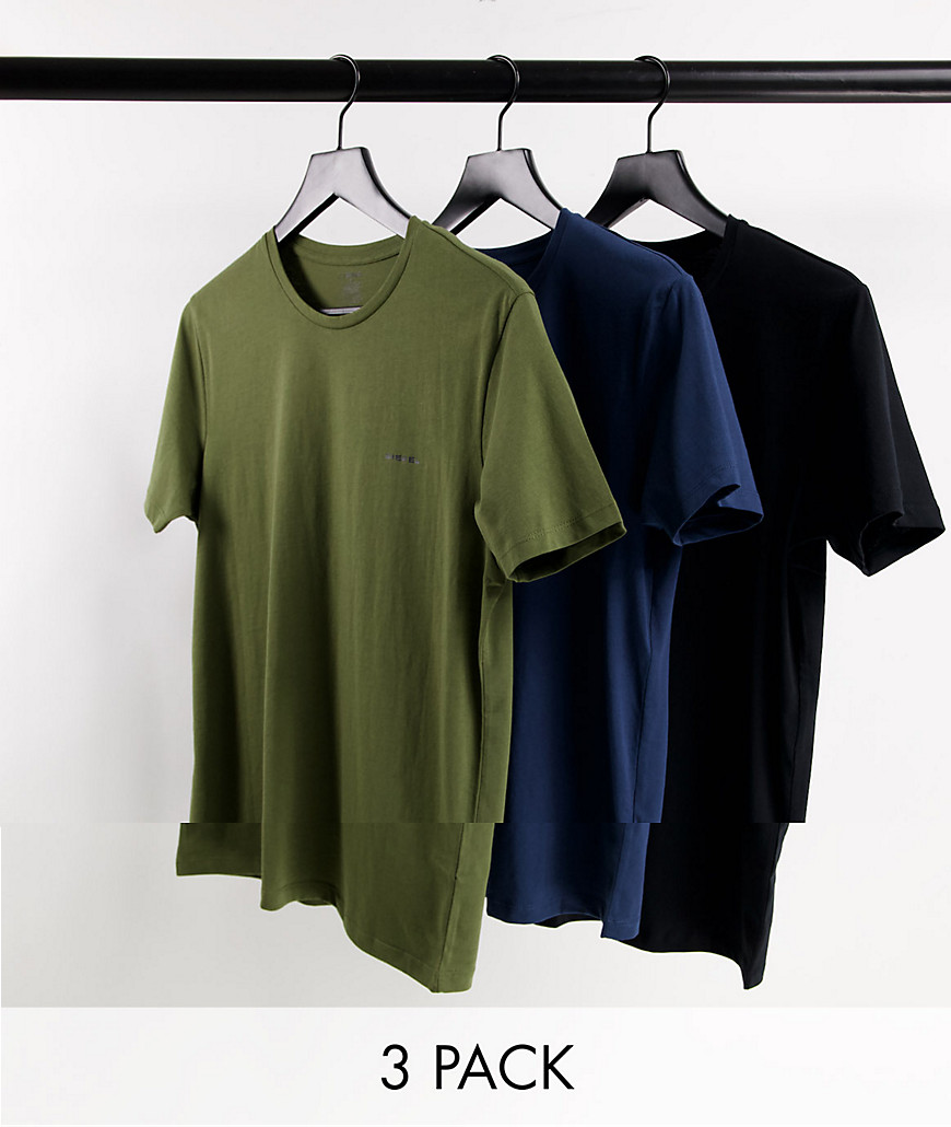 Diesel 3 pack lounge t-shirts in black/khaki/navy-Multi