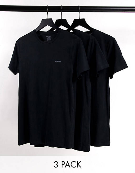 Diesel 3 pack loungewear t-shirts in black