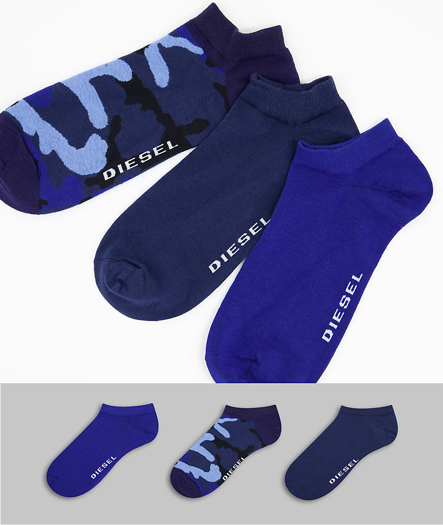 Diesel 3 pack socks in black/blue/camo-Multi