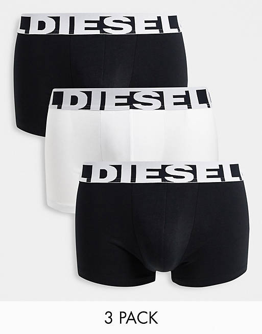 Men Underwear/Diesel 3 pack trunks in black/white 