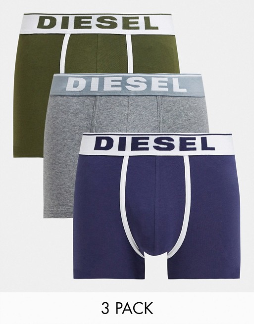 Diesel 3 pack trunks in khaki/grey/blue