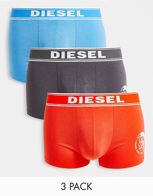 Underwear & Socks Underwear/Diesel 3 pack trunks in orange/grey/blue 