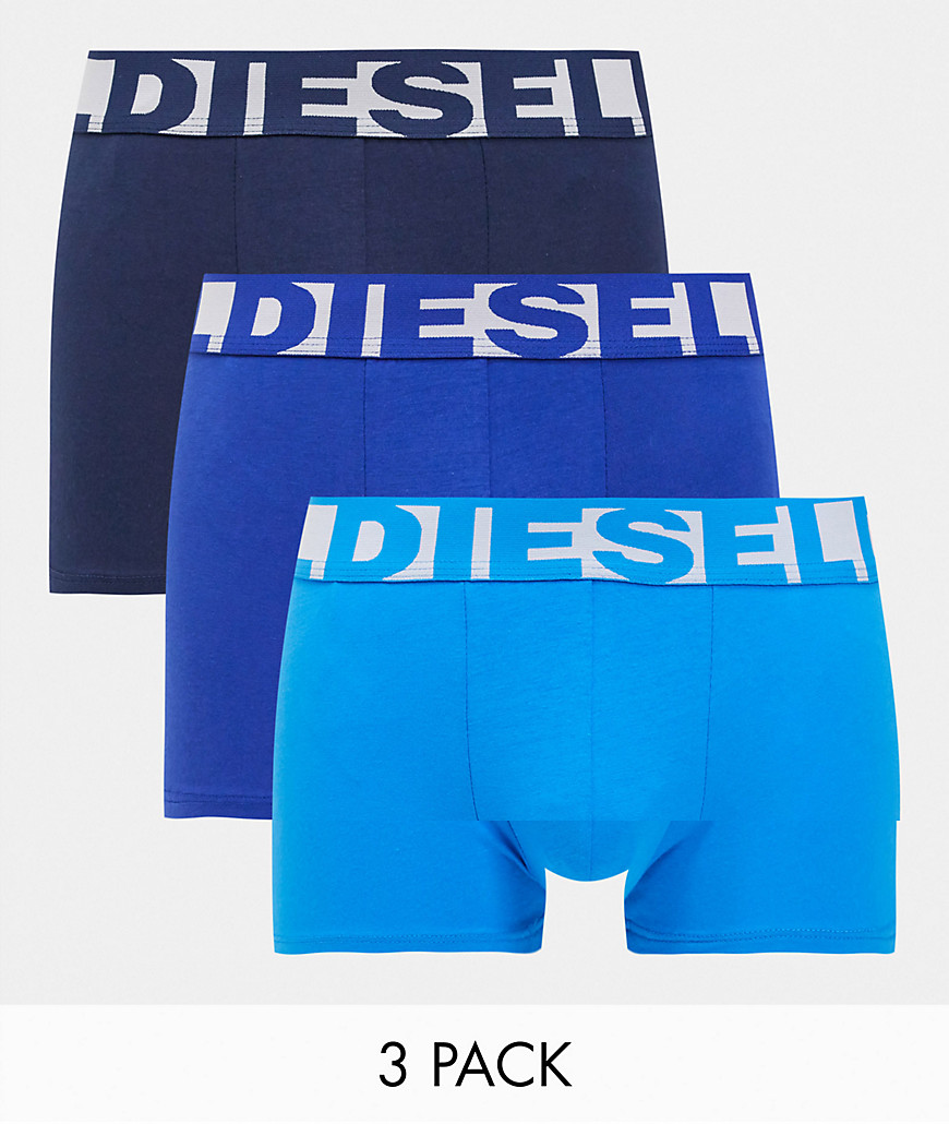 Diesel - 3 pakke kontrastfarvet logo briefs i sort/blå/teal-Multifarvet