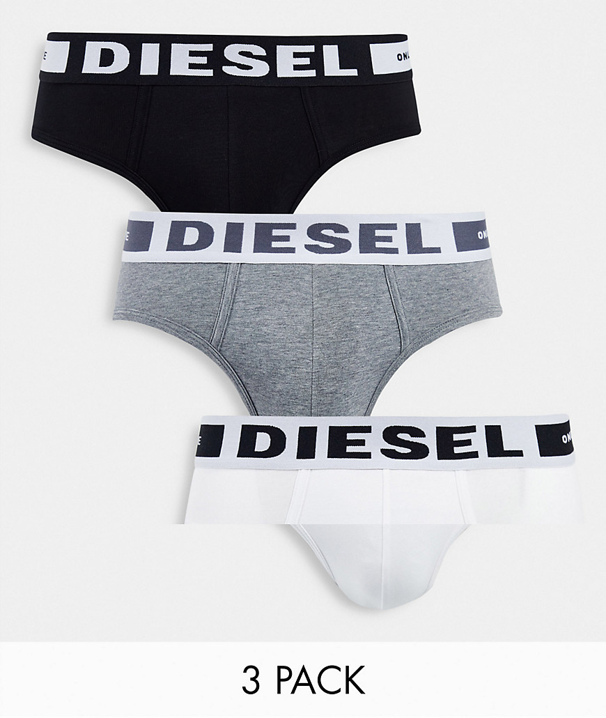 Diesel Andre 3 pack briefs in grey/white/black-Multi