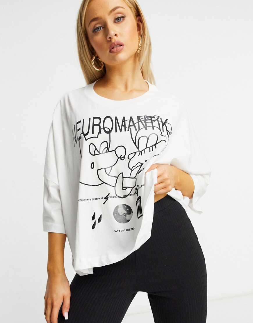Diesel batwing t-shirt with graphic print in white