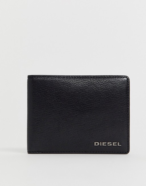 Diesel bi-fold leather wallet in black