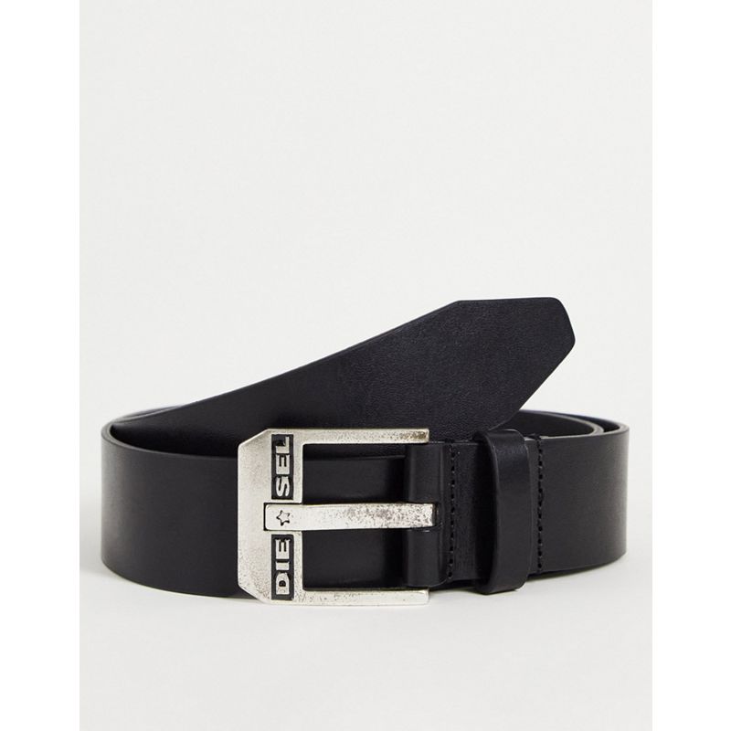 Designer  Diesel - Cintura in pelle nera con logo sulla fibbia
