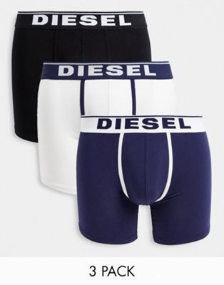 Diesel contrast seam 3 pack trunks in white/navy/black
