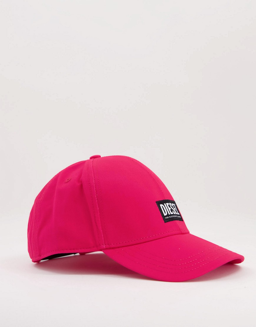 Diesel core logo cap in pink-Red