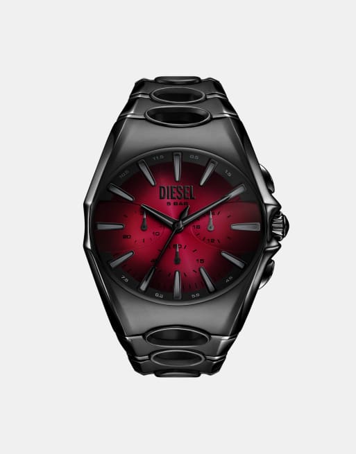 Diesel - D-Curve - Montre chronographe pour homme en acier inoxydable - Noir