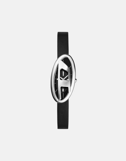Diesel – D-era – Damenuhr mit schwarzem Lederarmband und zwei Zeigern