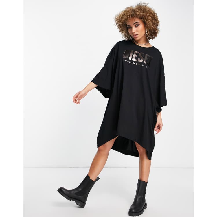 【送料&関税込】Diesel D-sizen Shirt Dress Women's Short shirt dress in stretch poplin | Black | Diesel