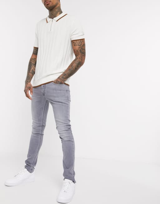 Diesel – D-Luster – Jasnoszare dopasowane jeansy 0095K
