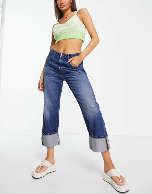 Diesel - d-reggy - Løstsiddende jeans med opsmøg i mellemblå denim