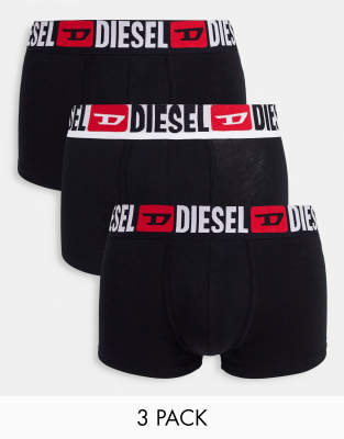 Diesel Damian 3 pack trunks in black | ASOS