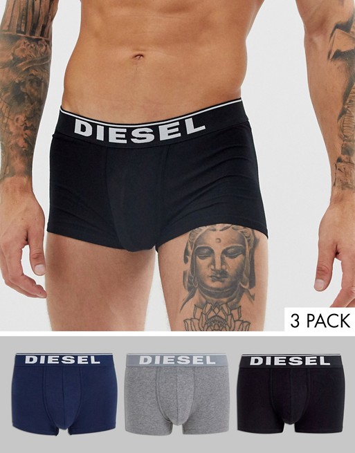 Diesel Damien 3 pack trunks in grey/navy/black
