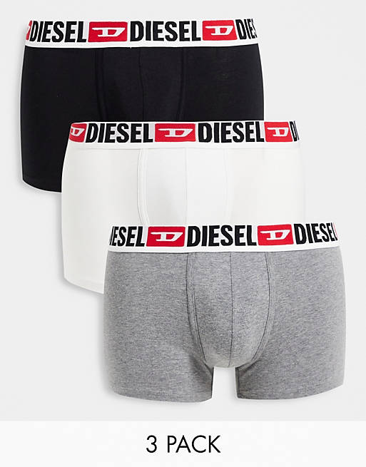 Diesel – Damien – Zestaw 3 par bokserek w kolorach czarnym, białym i szarym
