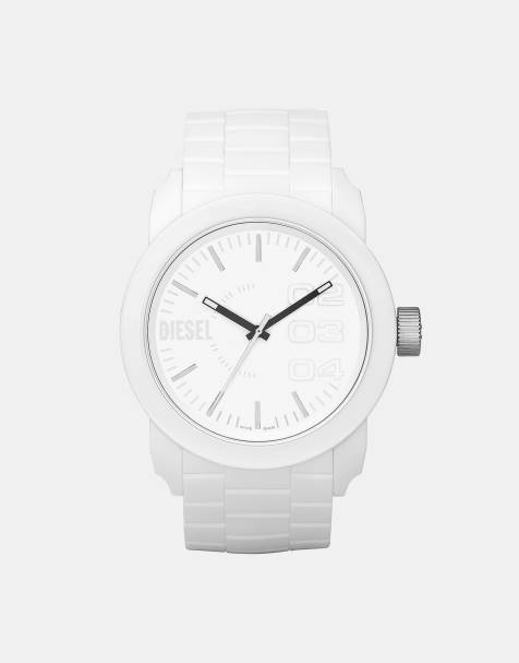 Diesel – Double Down – Herrenuhr in Weiß mit Silikonarmband - view 1
