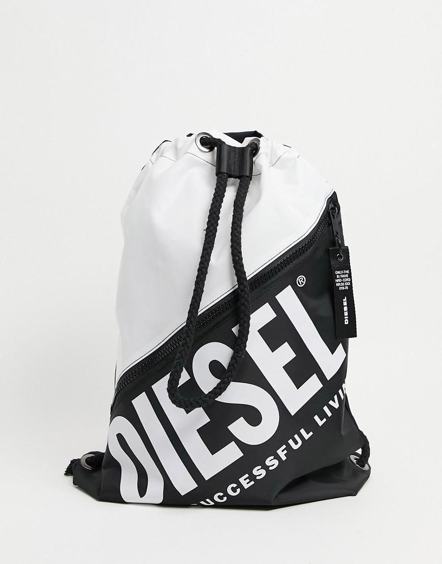 Diesel drawstring backpack in black