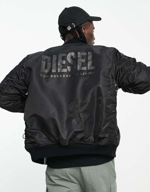 Diesel Giacca bomber double-face nera con logo sulla schiena ASOS