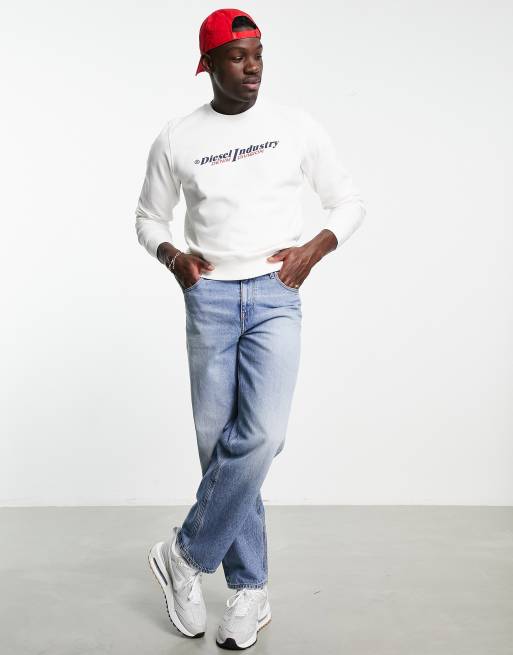 Diesel – Ginn Ind – Vit sweatshirt med logga