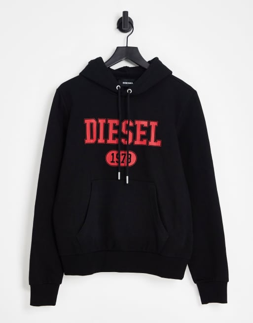 Diesel – Ginn K25 – Kapuzenpullover in Schwarz 