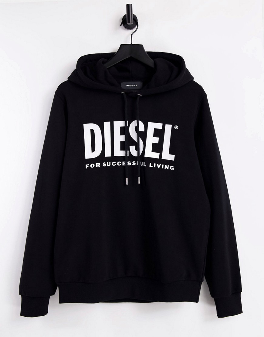 Diesel gir-division logo overhead hoodie in black