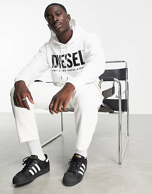 Diesel gir-division logo overhead hoodie in white