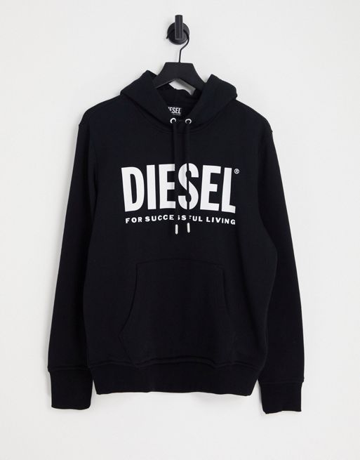Diesel girk large logo hoodie in black | ASOS