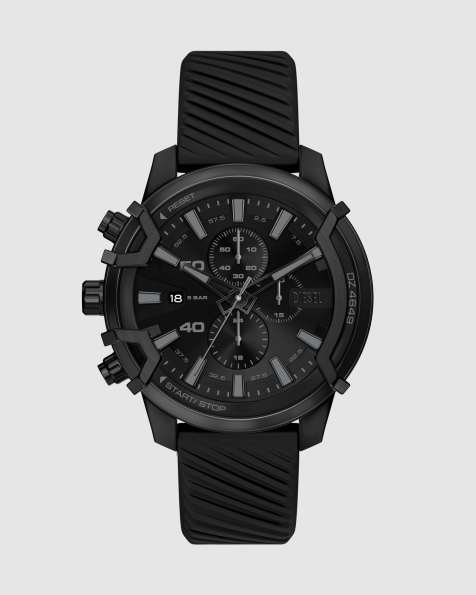 Diesel Griffed Chronographenuhr aus schwarzem Silikon in Schwarz - view 1