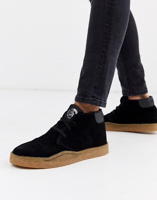 Diesel H-Clever-Par-Desert suede chukka trainers with gum sole in black