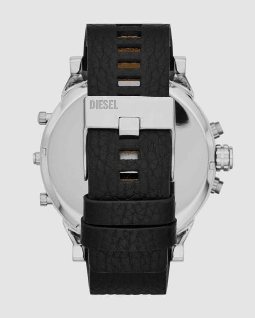 Diesel Herren Mr. Daddy 2.0 Multifunktionsuhr aus schwarzem Leder in Schwarz, 3 von 4