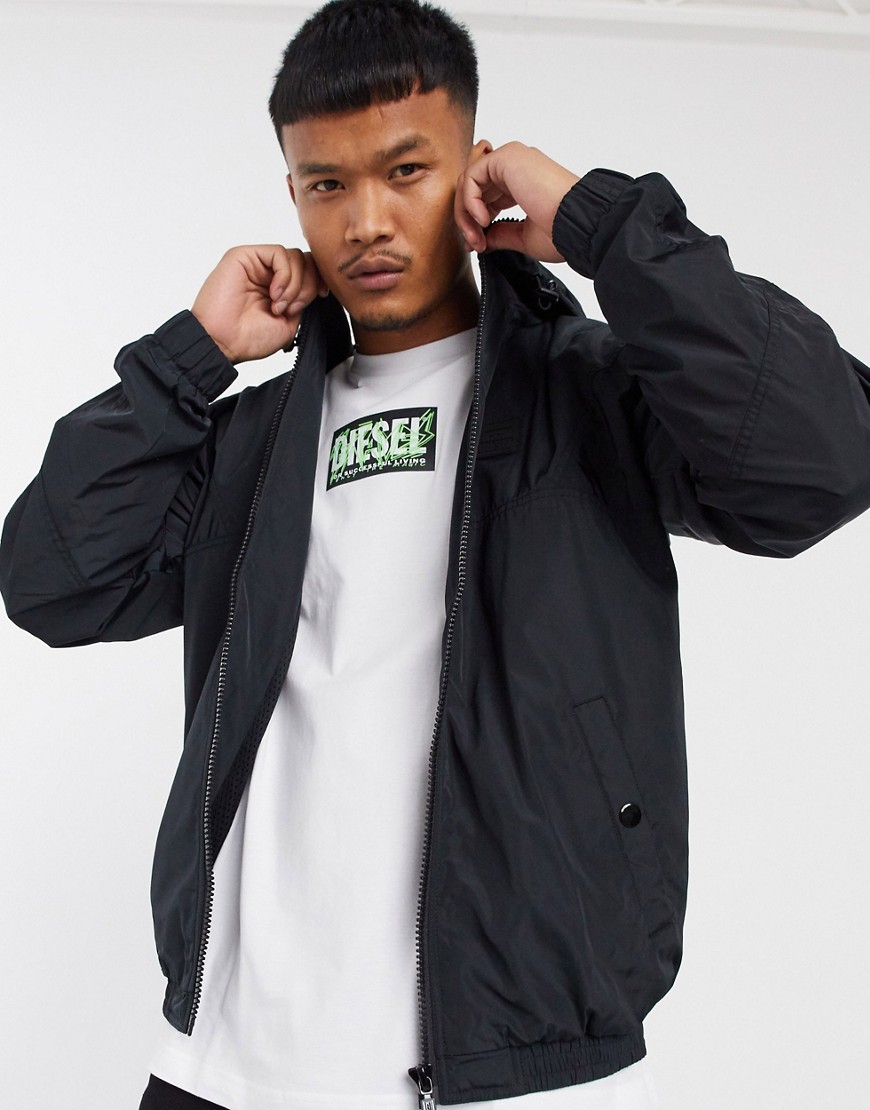 Diesel J-Ethan-Ka hooded logo windbreaker jacket in black