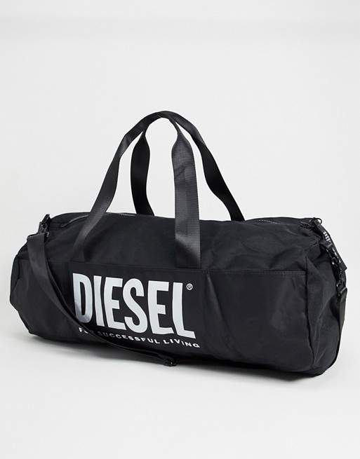 Diesel large logo gym bag in black