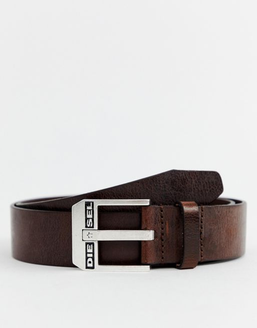 Diesel leather belt in brown | ASOS