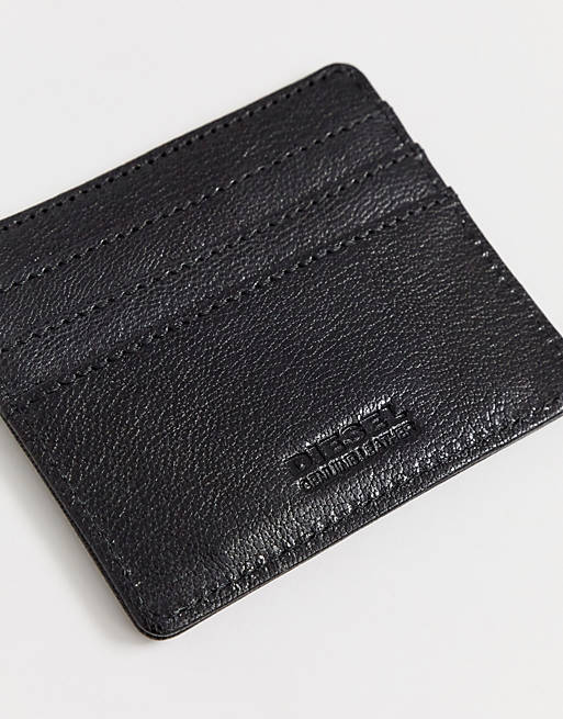 Diesel leather card holder in black | ASOS