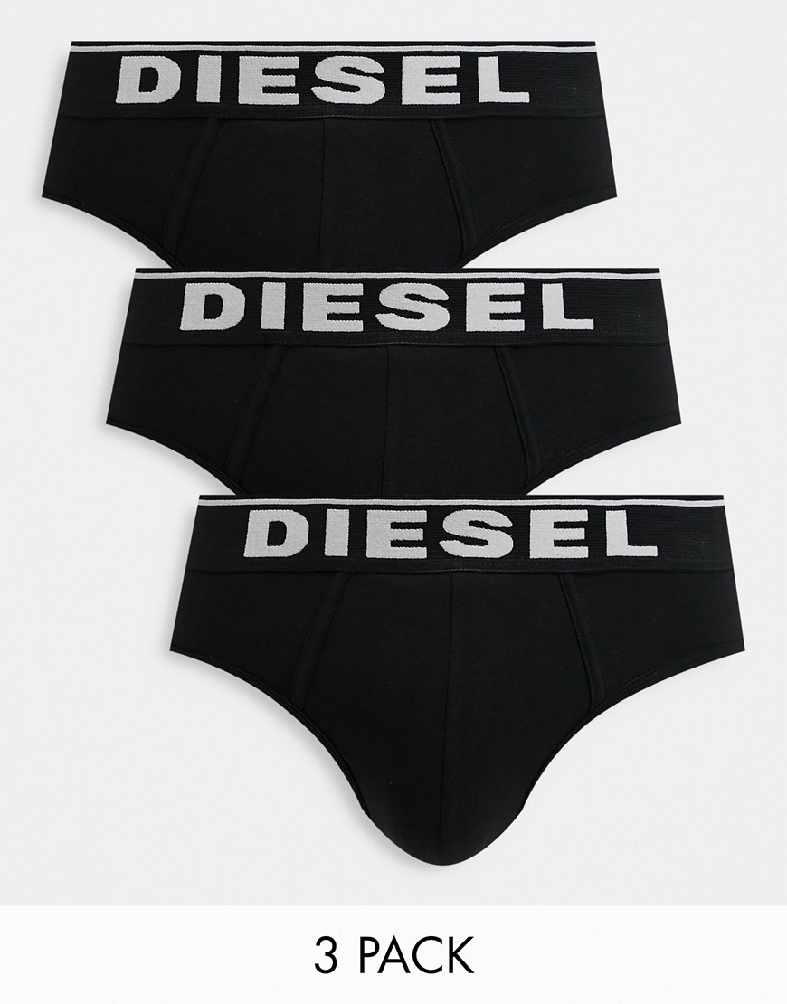 Diesel logo briefs in 3 pack-Black