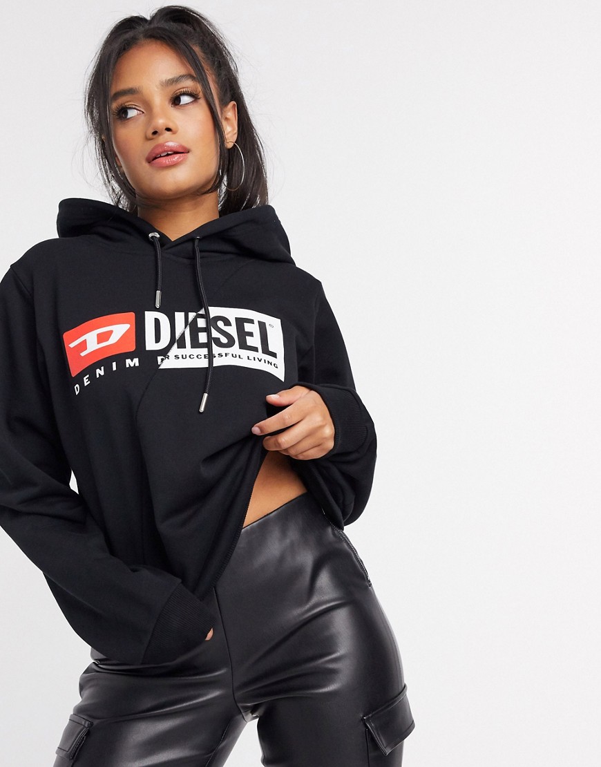 Diesel logo hoodie in black