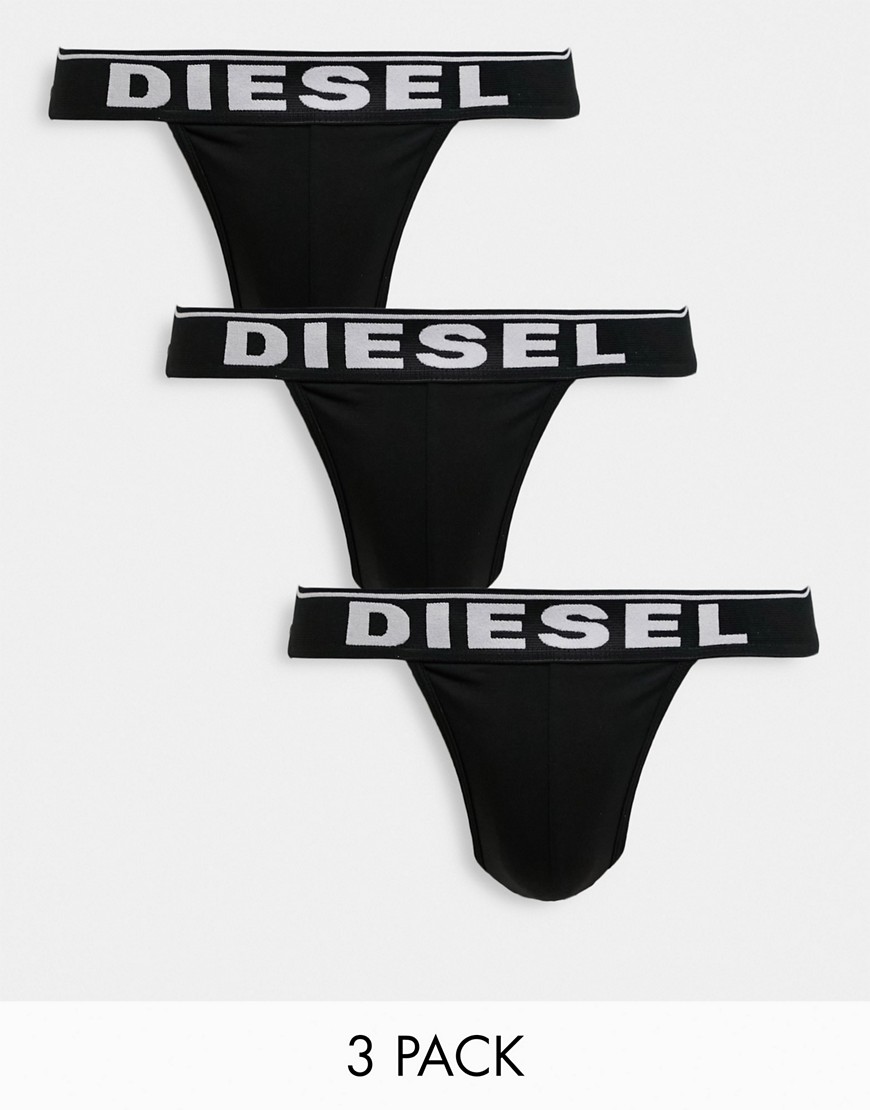 Diesel logo jockstraps in 3 pack-Black