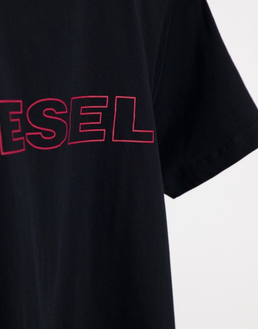 Diesel – Lounge-T-Shirts in Weiß/Schwarz mit Logo auf der Brust im 2er-Set , 2 von 4