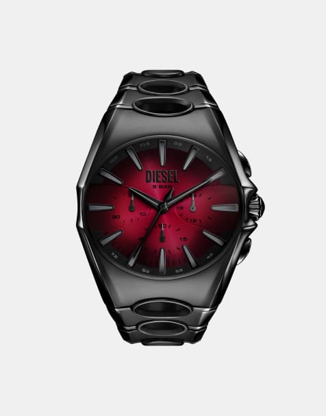 Diesel Men chronograph d-curve, black stainless steel in black - view 1