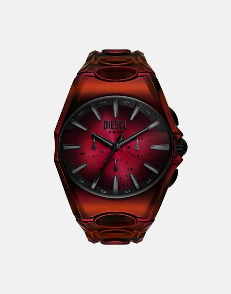 Diesel Men chronograph d-curve, red stainless steel in red - view 1