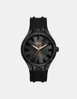 asos Diesel Men's D-sruptor streamline black silicone watch- BLACK