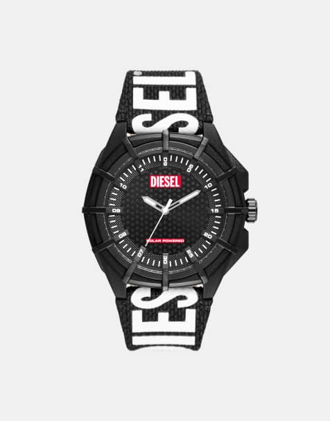 Diesel Men's Framed solar-powered black rpet watch- BLACK - view 1