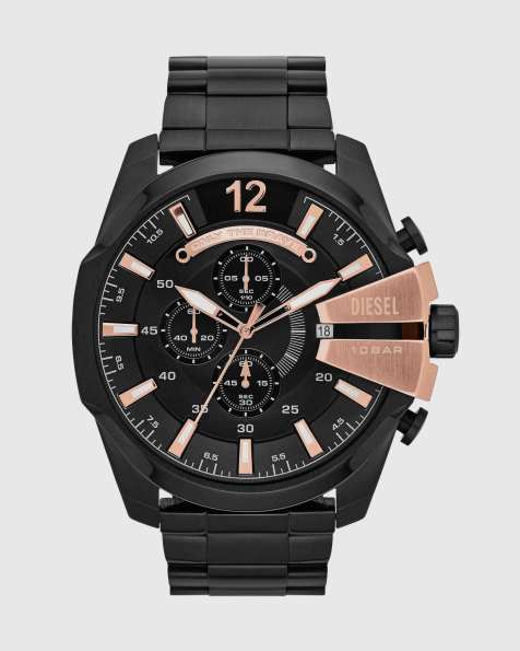 Diesel Men's mega chief chronograph, black stainless steel watch, dz4309 in black - view 1