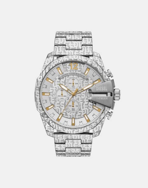 Diesel Men's mega chief chronograph, stainless steel watch in silver - view 1