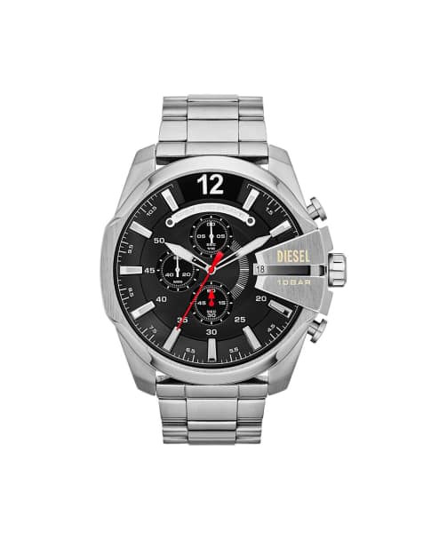 Diesel Men's mega chief chronograph steel watch in silver - view 1